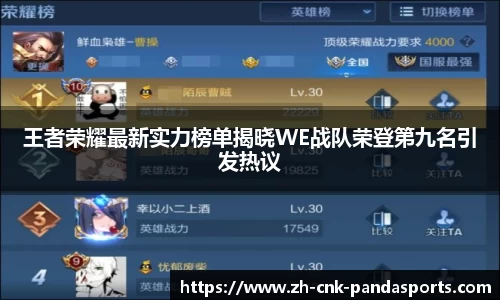 王者荣耀最新实力榜单揭晓WE战队荣登第九名引发热议
